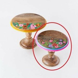 11" Hand Painted Wood Floral Cake Stand!!! NEW!!!